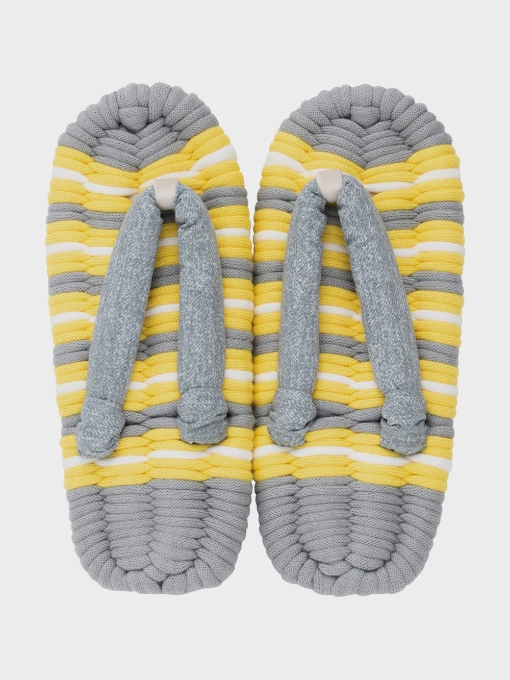MERI Hans H101 Japanese Knit Thong Slippers Yellow Gray Size L NWT Made in Japan